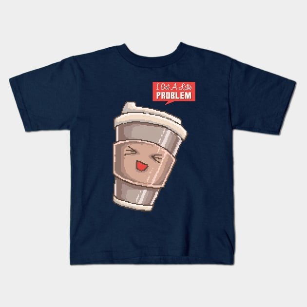 latte cup pixel problem Kids T-Shirt by Mako Design 